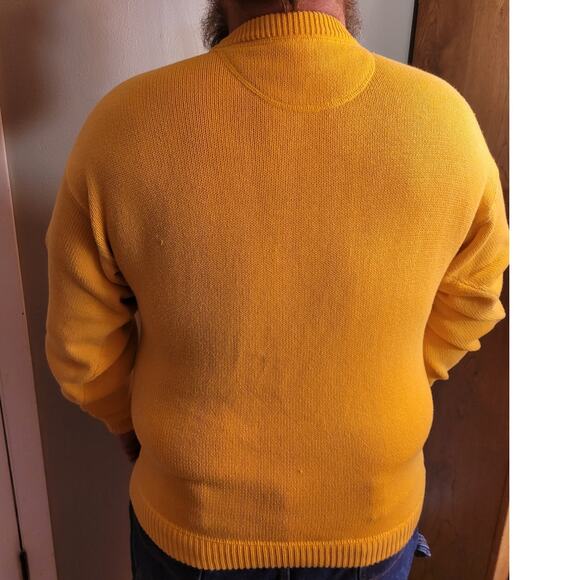Vntg 80s 90s Great Lakes Recreation Mens Yellow Cotton Knit Sweater XL Dadcore - Picture 2 of 10
